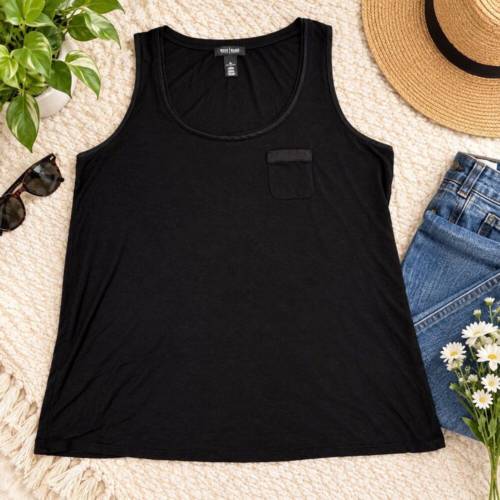 White House Black Market Womens size XL Black Tank Top sleeveless tank classic